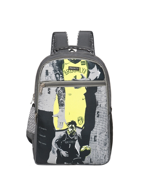

Priority Unisex Charcoal & Yellow Graphic Printed Backpack