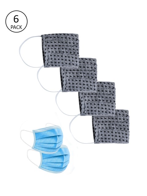 

Jaipur Kurti 6Pcs 2-Ply Grey Reusable Dusk Protector Outdoor Masks With Detachable Filter