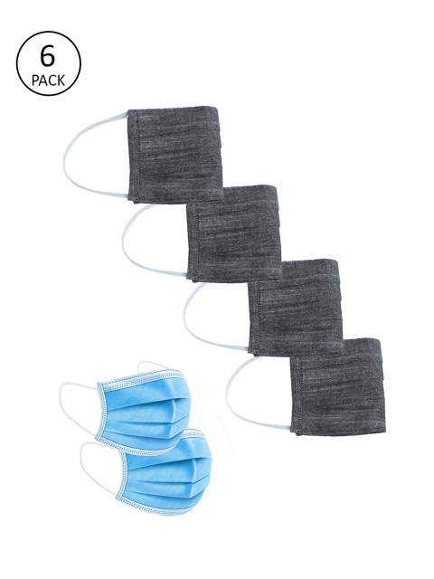 

Jaipur Kurti 6Pcs 2-Ply Grey Reusable Dusk Protector Outdoor Masks With Detachable Filter