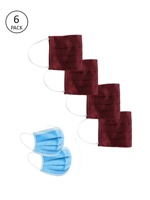 

Jaipur Kurti Unisex 6 Pcs Maroon 2 Ply Reusable Cotton Dusk Protector Face Mask