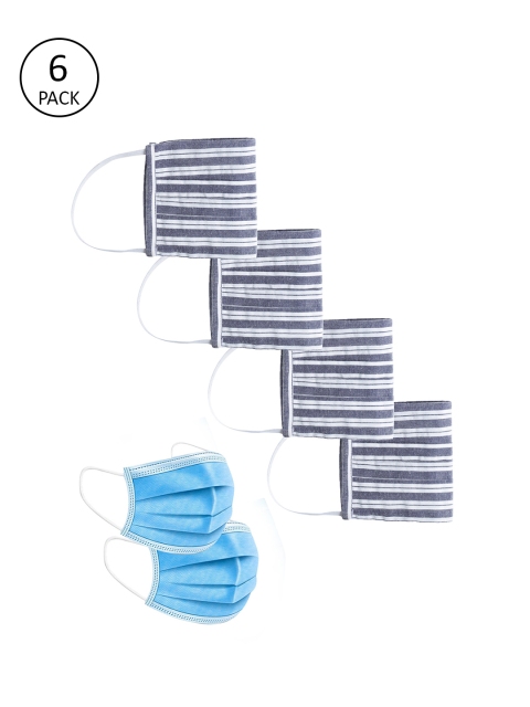 

Jaipur Kurti 6 Pcs 2-Ply Blue Reusable Dusk Protector Outdoor Masks With Detachable Filter