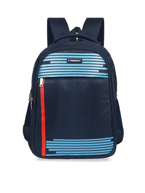 

Priority Unisex Navy Blue Striped Backpack