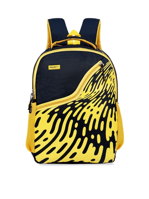

Priority Unisex Navy Blue & Yellow Graphic Backpack
