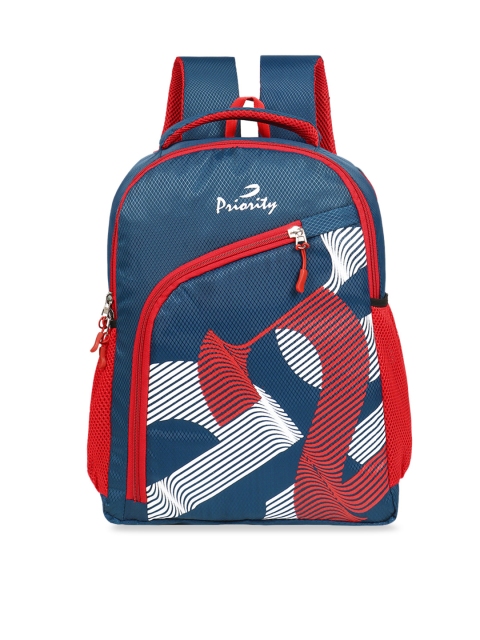 

Priority Unisex Blue & Red Graphic Backpack