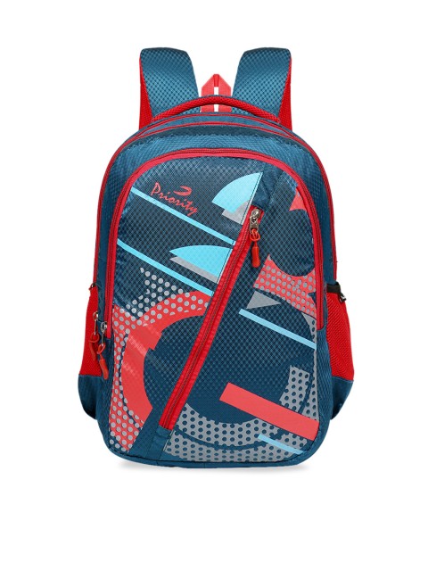 

Priority Unisex Blue & Red Graphic Backpack