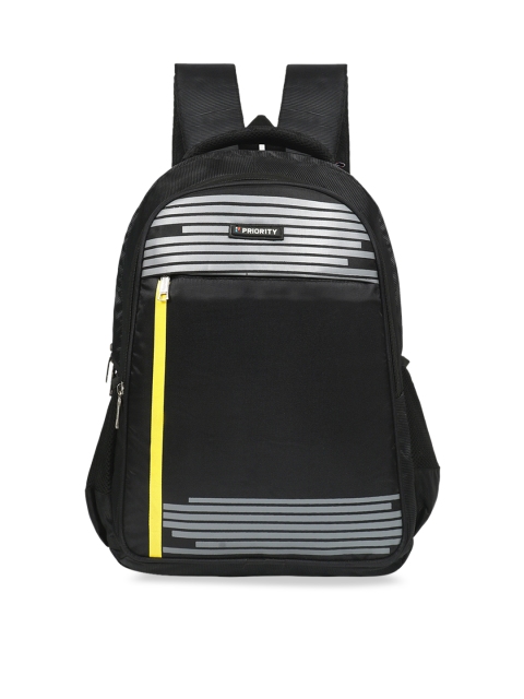 

Priority Unisex Black & Grey Striped Backpack