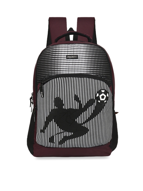

Priority Unisex Maroon & Black Graphic Backpack
