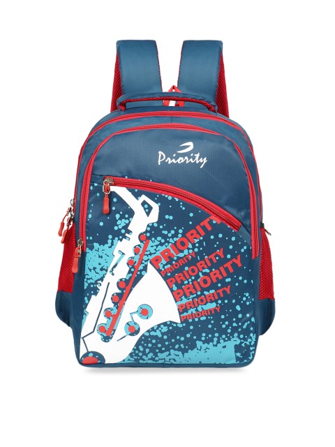 

Priority Unisex Blue & Red Graphic Backpack