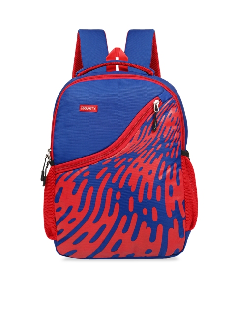 

Priority Unisex Blue & Red Graphic Backpack