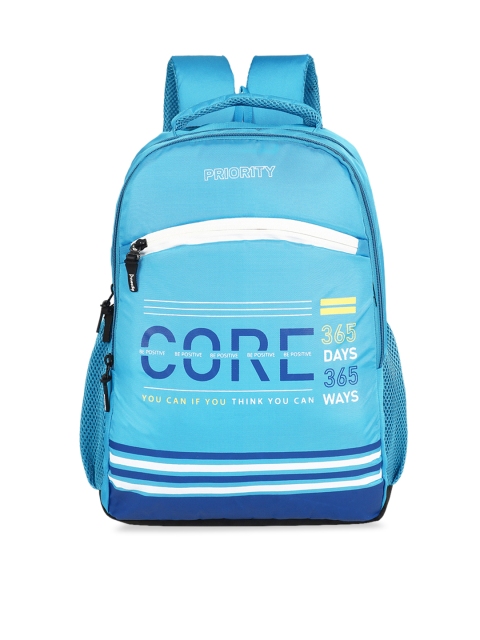 

Priority Unisex Blue Typography Backpack
