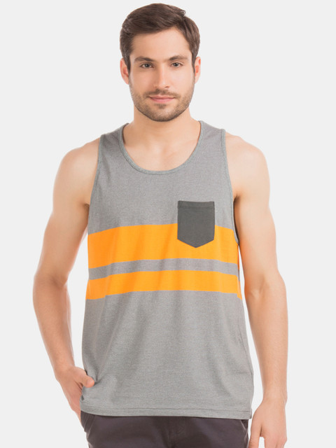 

Aeropostale Men Grey Melange Striped Round Neck T-shirt