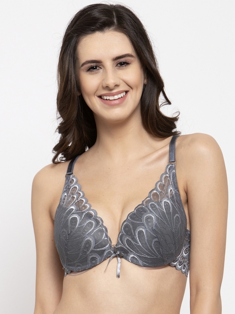 

PrettyCat Grey & Off-White Lace Underwired Lightly Padded T-shirt Bra PC-BR-6015