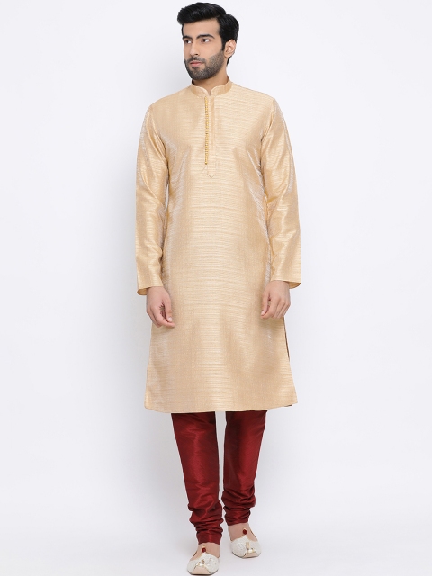 

NAMASKAR Men Beige Solid Straight Kurta