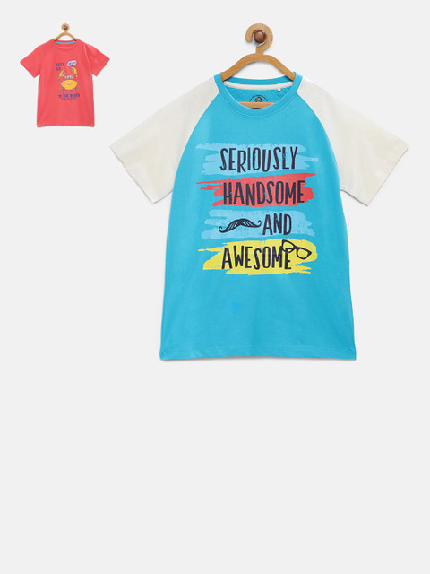 

Cub McPaws Boys Pack of 2 Printed Round Neck T-shirts, Red