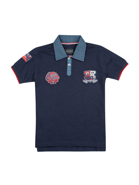 

Cherokee Boys Navy Blue Solid Polo Collar T-shirt