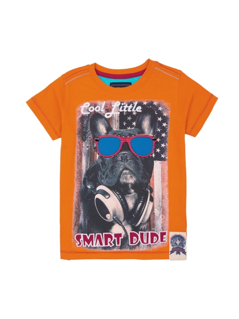 

Cherokee Boys Orange Printed Round Neck T-shirt