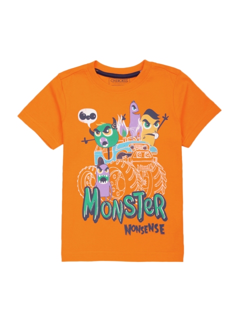

Cherokee Boys Orange Printed Round Neck T-shirt