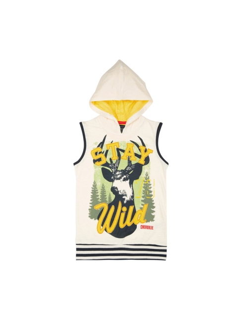 

Cherokee Boys Off-White Printed Hood T-shirt