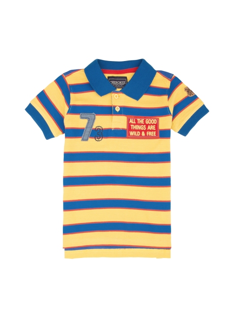 

Cherokee Boys Yellow & Blue Striped Polo Collar T-shirt