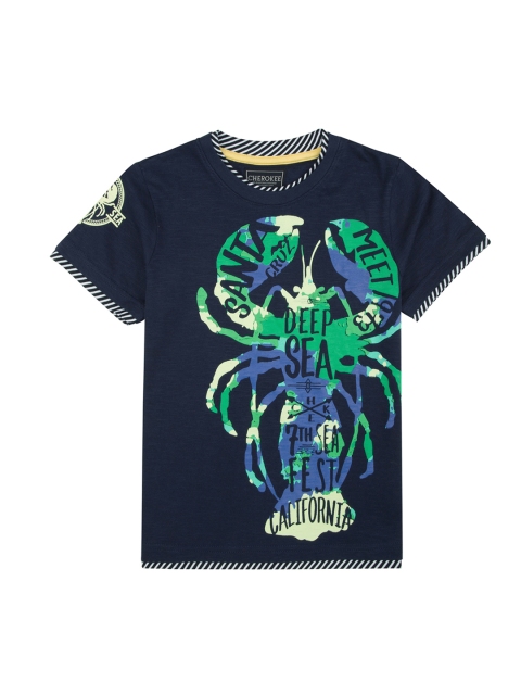 

Cherokee Boys Navy Blue Lobster Print Round Neck T-shirt