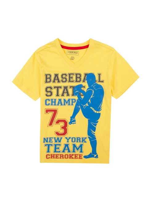 

Cherokee Boys Yellow Printed V-Neck T-shirt