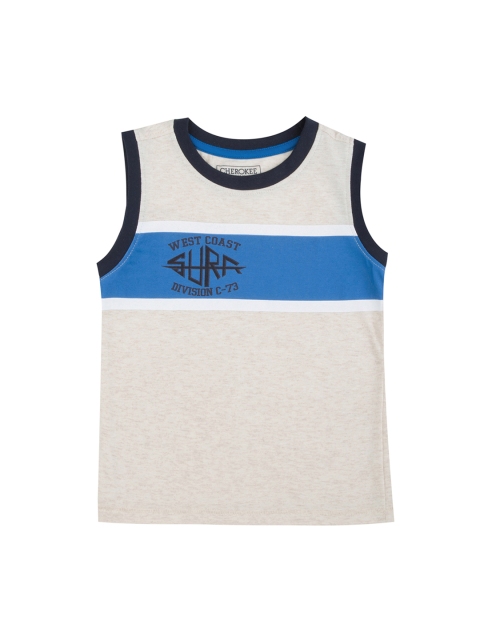 

Cherokee Boys Off-White & Blue Colourblocked Round Neck T-shirt