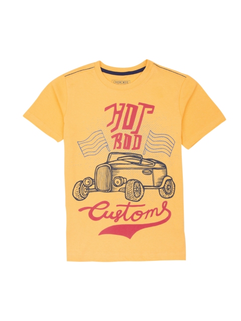 

Cherokee Boys Yellow & Red Printed Round Neck T-shirt