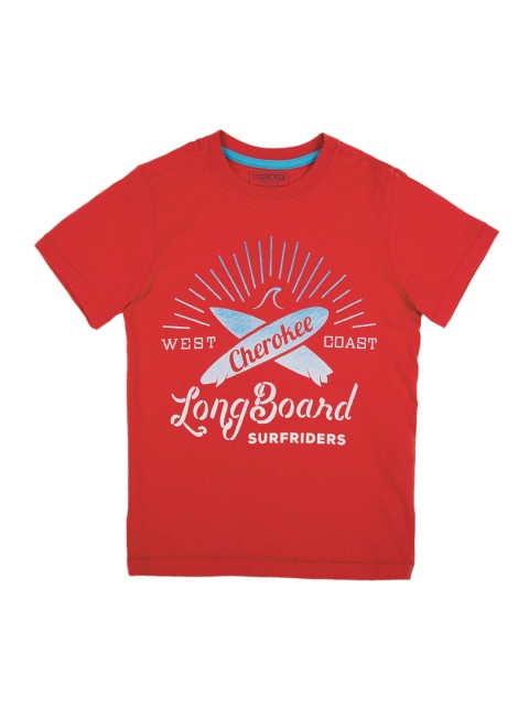 

Cherokee Boys Red Printed Round Neck T-shirt