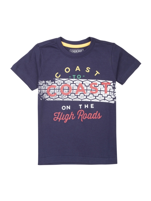 

Cherokee Boys Navy Blue Printed Round Neck T-shirt
