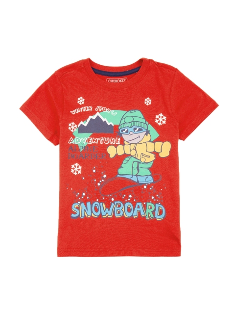 

Cherokee Boys Red Printed Round Neck T-shirt