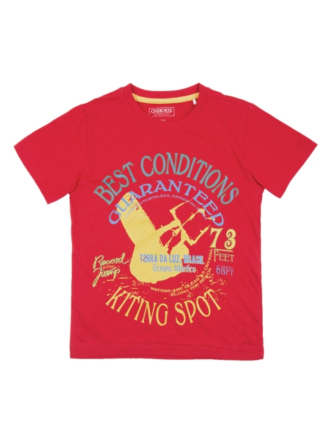 

Cherokee Boys Red Printed Round Neck T-shirt