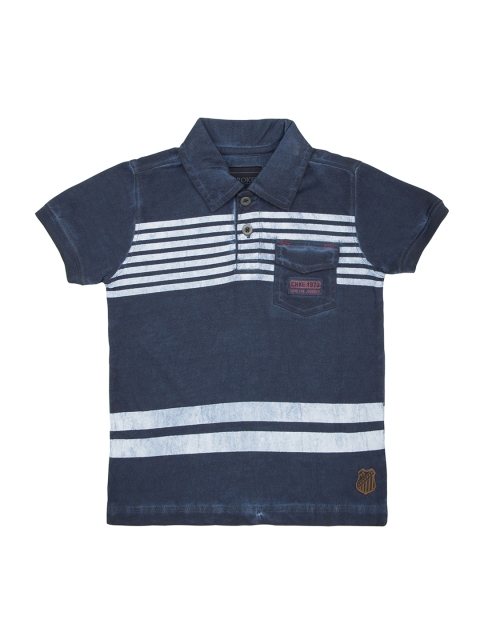 

Cherokee Boys Blue Striped Polo Collar T-shirt