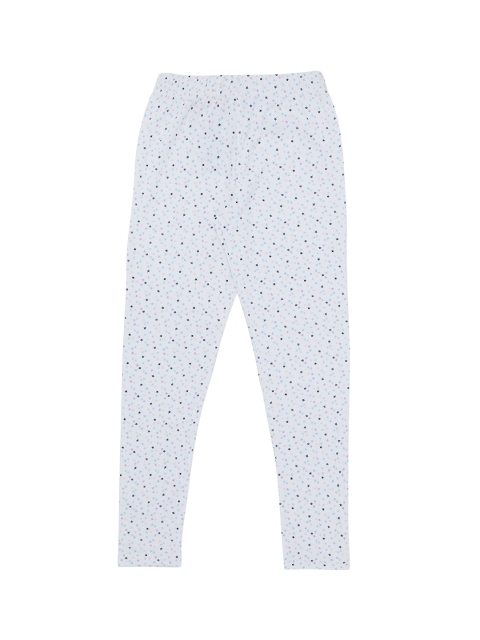 

POPPERS by Pantaloons Girls White & Blue Printed Ankle-Length Leggings