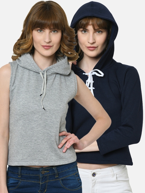 

VIMAL JONNEY Women Pack of 2 Hooded Sweatshirts, Grey