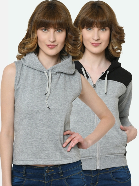 

VIMAL JONNEY Women Pack of 2 Hooded Sweatshirts, Grey