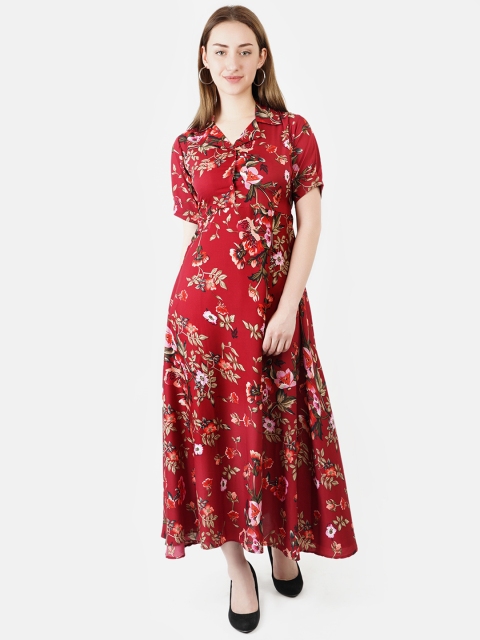 

Indietoga Women Maroon Printed Shirt Dress