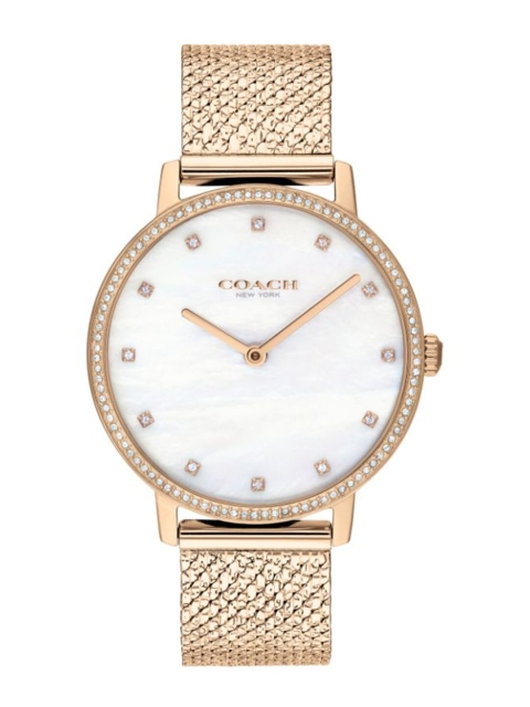 

Coach Women White & Gold-Toned Analogue Watch