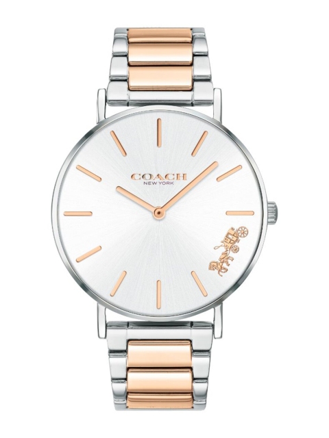 

Coach Women Silver-Toned & White Analogue Watch CO14503296W
