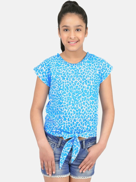 

CACA CINA Girls Blue Animal Print Top