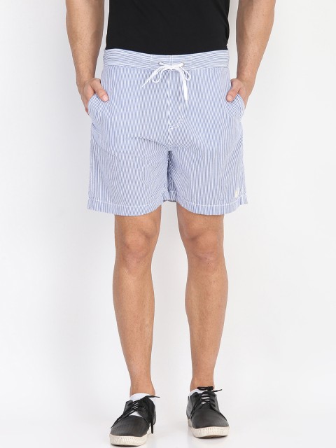 

LINDBERGH Men Blue Striped Regular Fit Regular Shorts