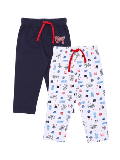 

Pantaloons Baby Boys Navy Blue & White Regular Fit Printed Regular Trousers