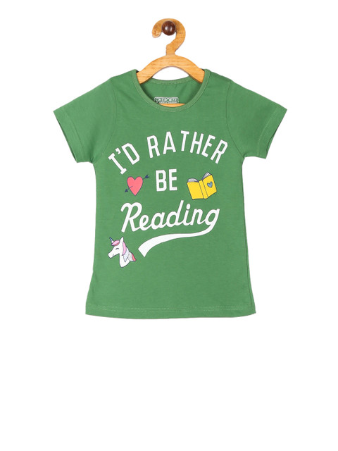 

Cherokee Girls Green Printed Round Neck T-shirt