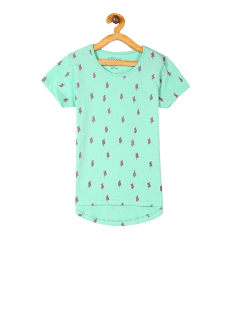 

Cherokee Girls Green Printed Round Neck T-shirt