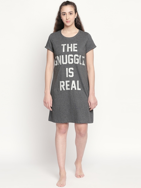 

Dreamz by Pantaloons Grey Printed Nightdress