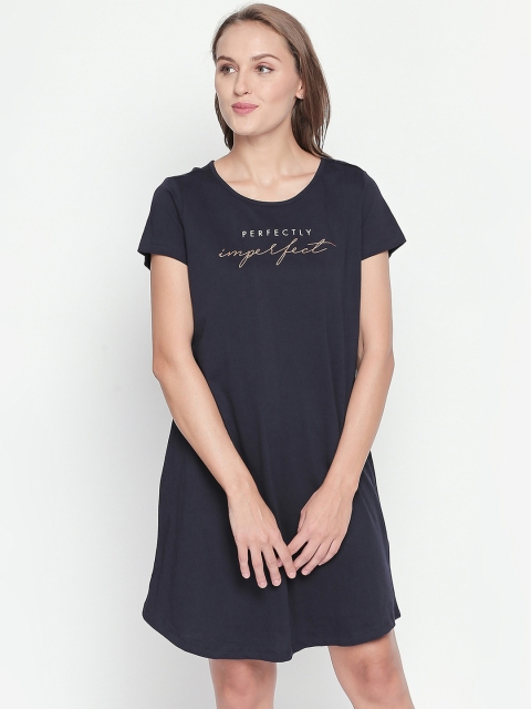 

Dreamz by Pantaloons Navy Blue Printed Sleep Shirt