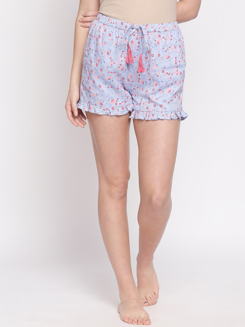 

Dreamz by Pantaloons Women Blue Floral Print Lounge Shorts