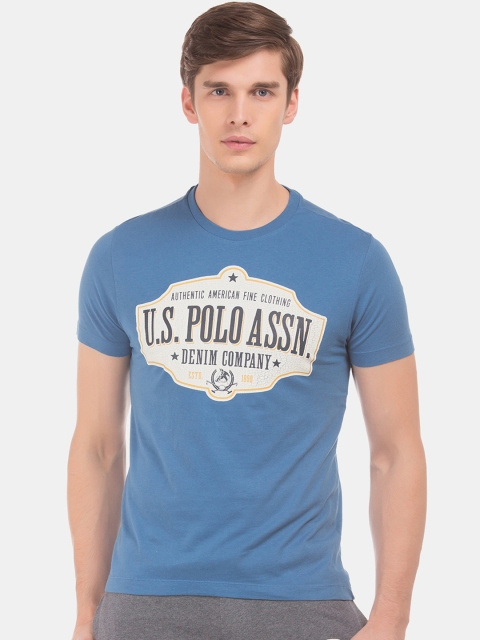 

U.S. Polo Assn. Men Blue Printed Round Neck T-shirt