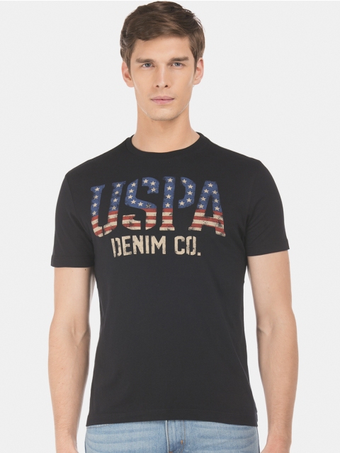 

U.S. Polo Assn. Men Black Printed Round Neck T-shirt