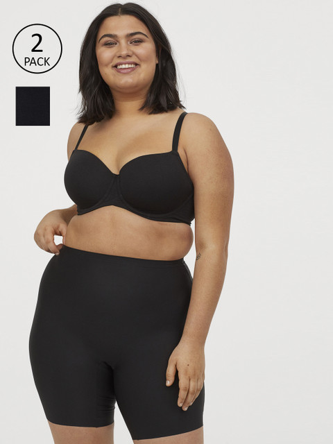 

H&M+ Women Black 2-Pack Shaping Bikers 0335037004