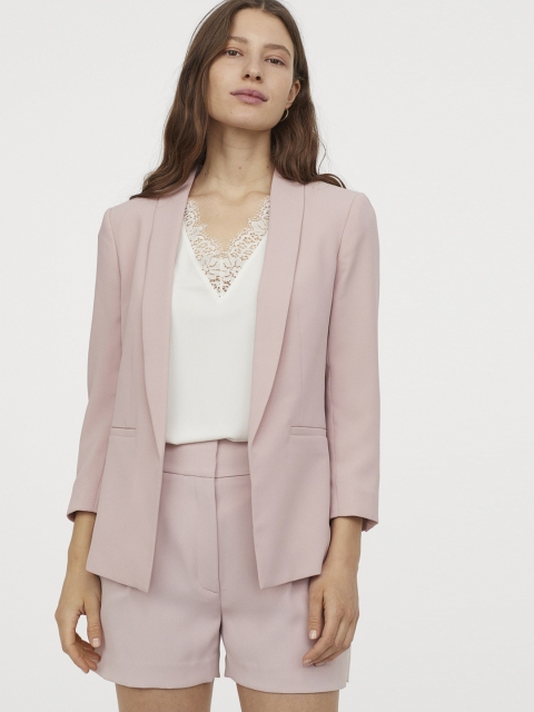 

H&M Women Pink Solid Straight-Cut Jacket